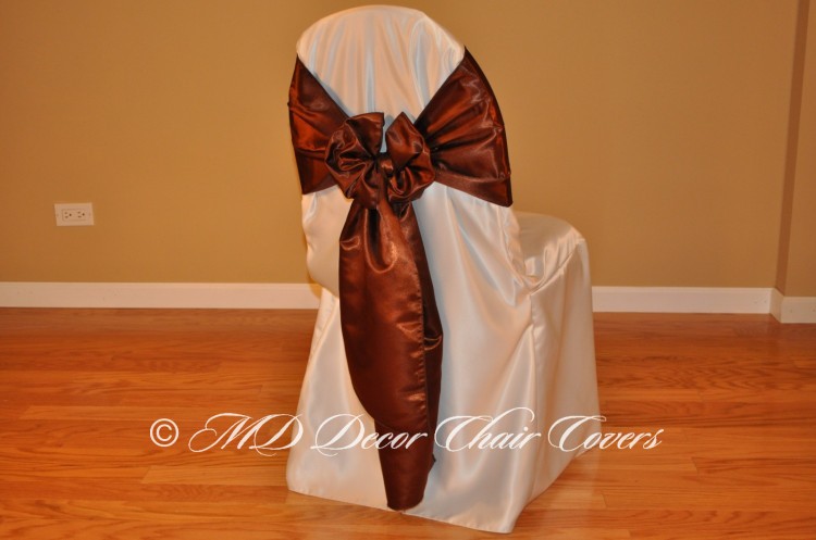 BROWN SATIN LAMOUR SASH BUTTERFLY STYLE