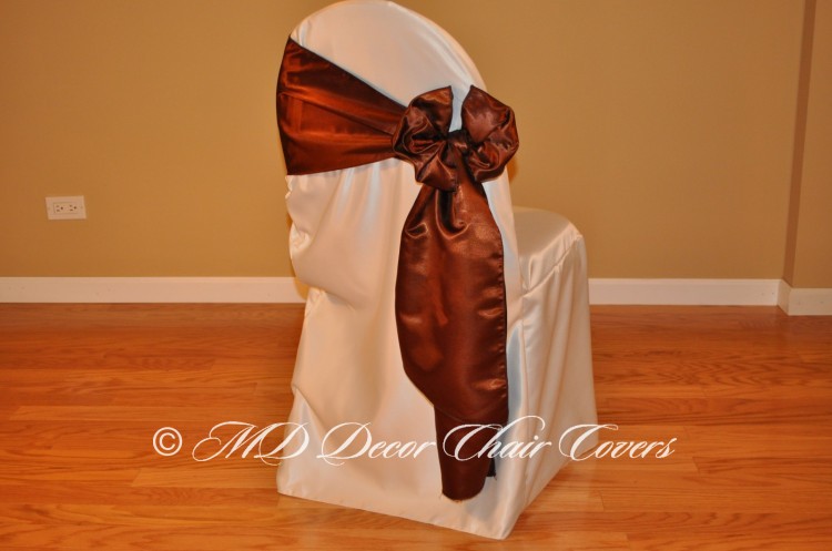 BROWN SATIN LAMOUR SASH BUTTERFLY STYLE TO THE SIDE