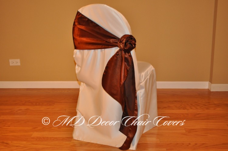 BROWN SATIN LAMOUR SASH ROZE STYLE TO THE SIDE